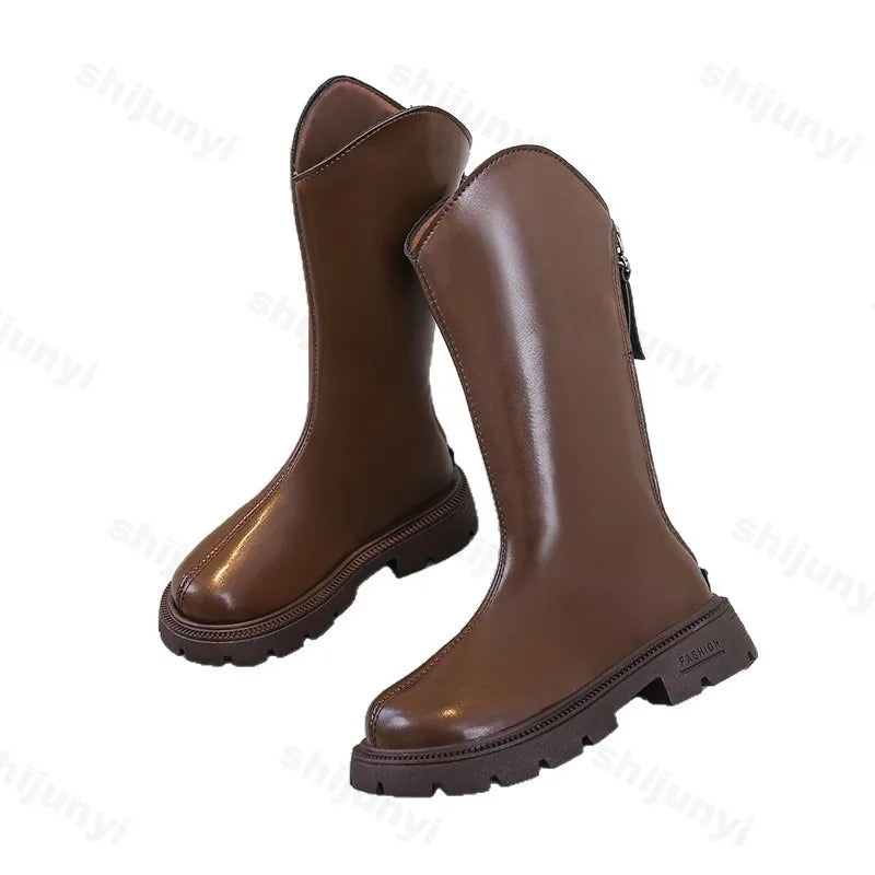 Children’s Knee-High Boots 2025 – Autumn Girls Princess Boots, Comfortable Non-Slip Zipper Long Boots for Students