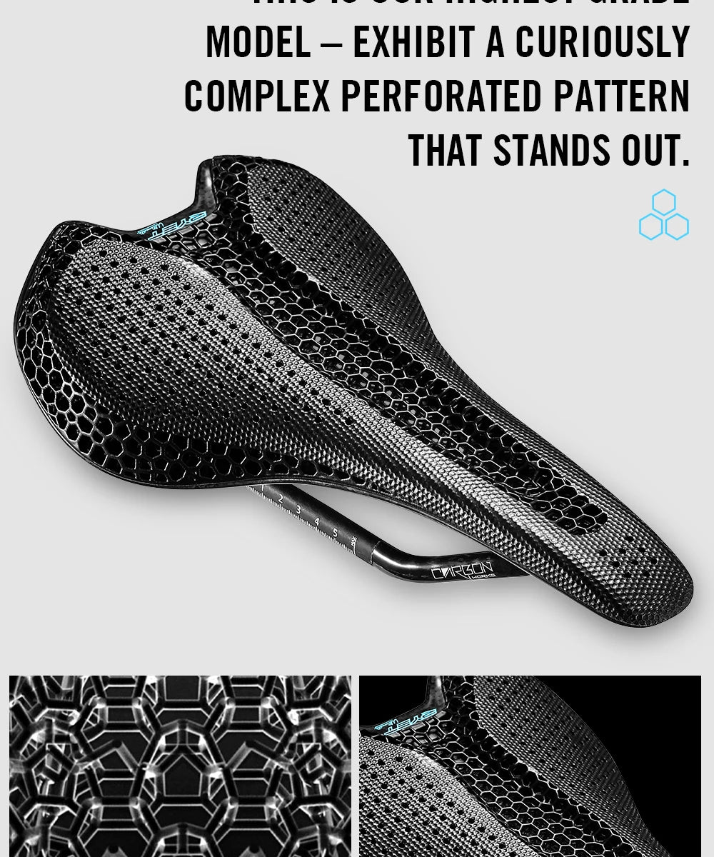 RYET Carbon 3D Printed Bike Saddle – Ultralight 175g Seat for Men & Women Road, MTB, Gravel, Triathlon Cycling