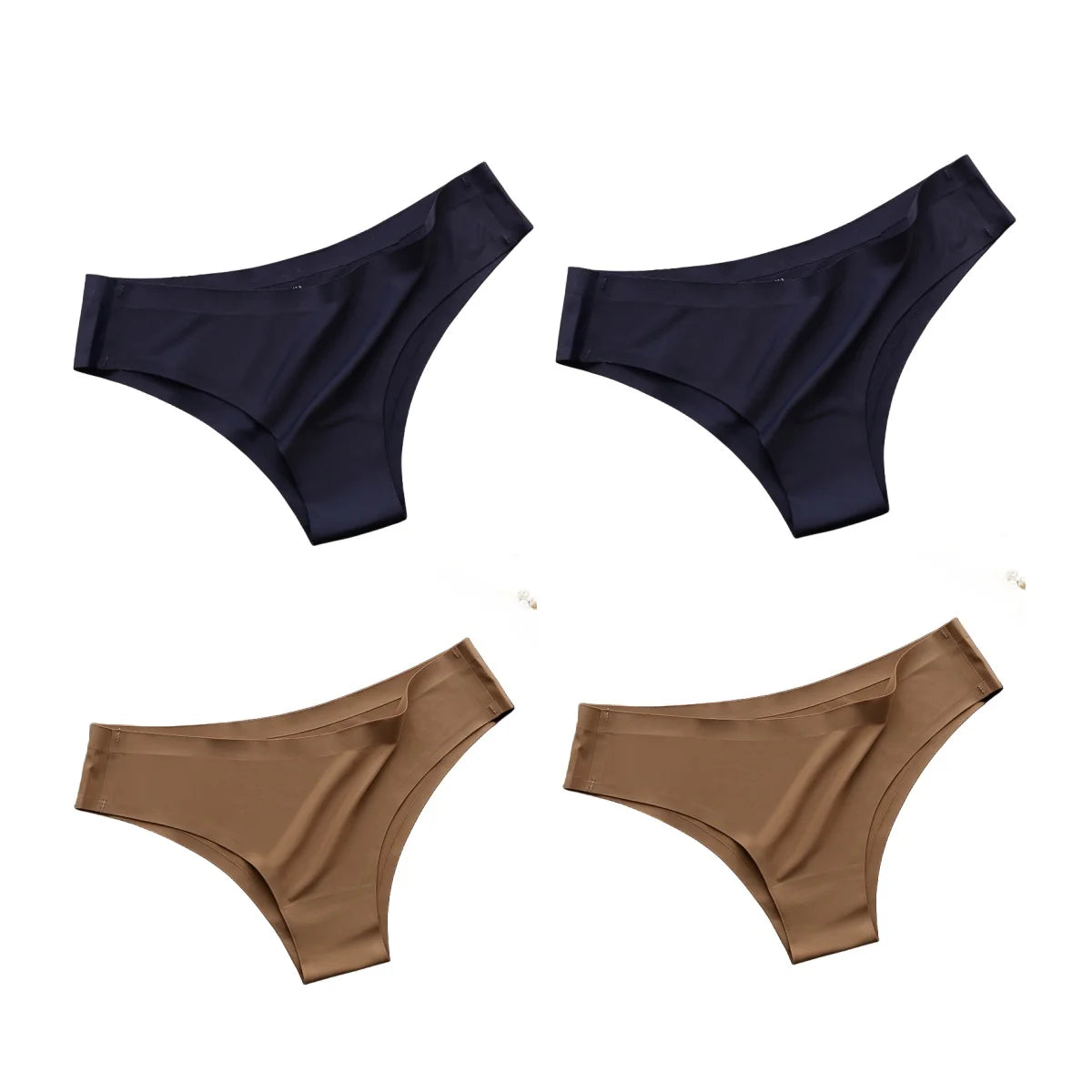 4PCS Seamless Brazilian Panties Set – Ice Silk Ultra-Thin Low Waist Women’s Briefs Sexy Soft Breathable Bikini Lingerie Underwear