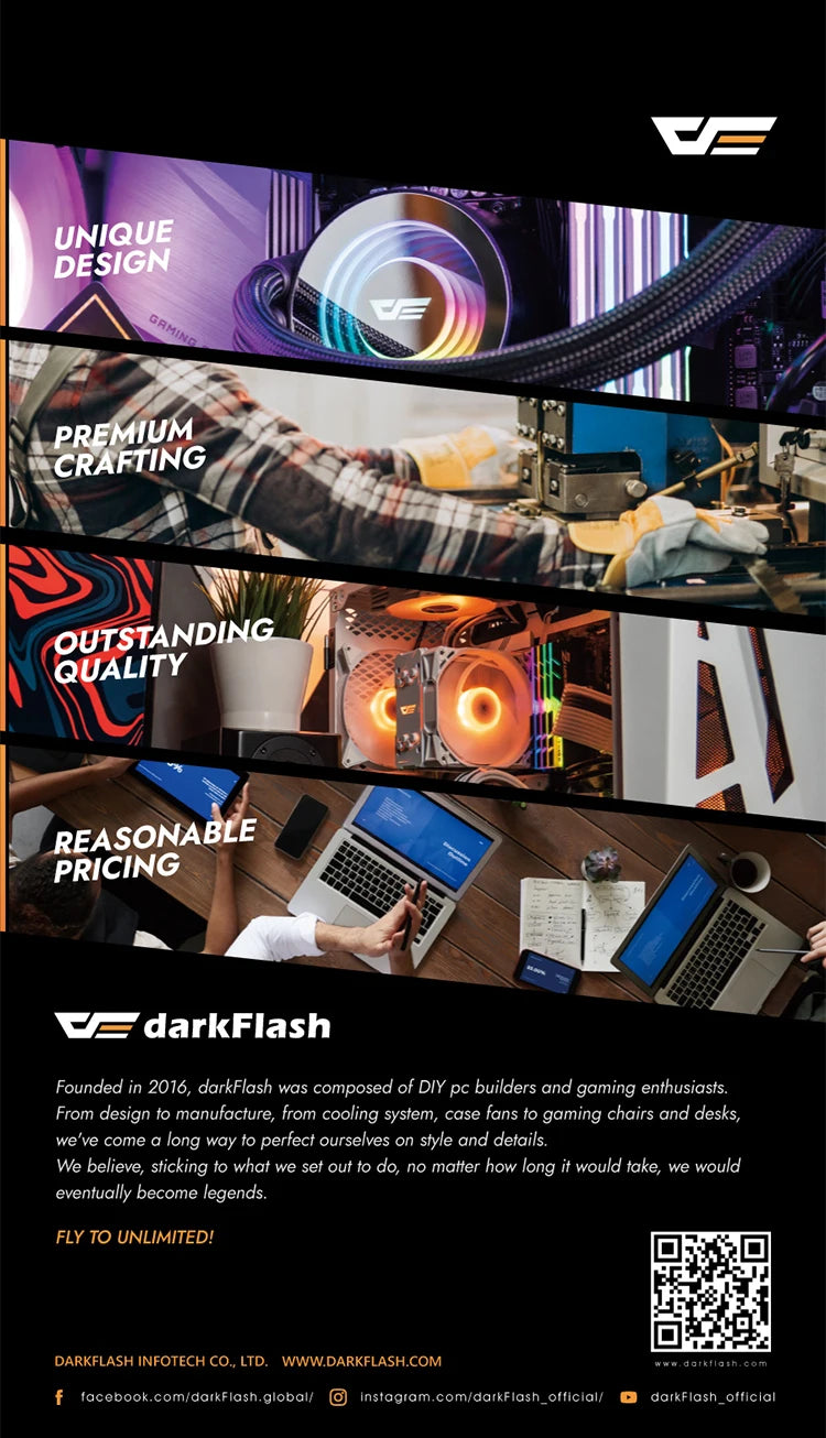 Darkflash U400 ARGB CPU Cooler — 4 Heat Pipe 120mm PWM Air Cooler for Intel LGA 115X/1200/1700 & AMD AM4/AM5