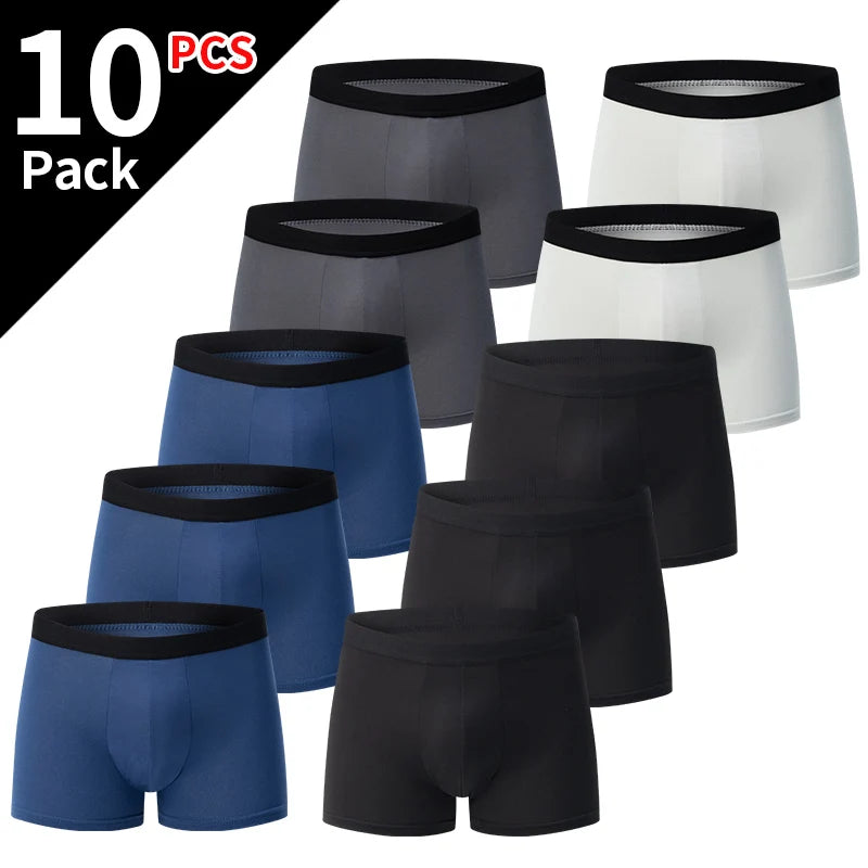 4/10 Pack Men's & Teen Boys' Boyshort Underwear – Comfy Elastic Waist, Parent-Child Matching, Multi-Size Fashion Shorts