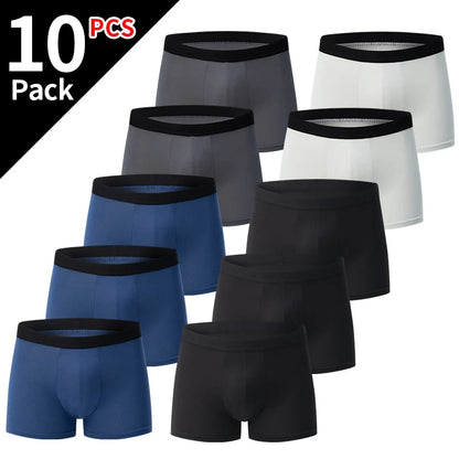 4/10 Pack Men's & Teen Boys' Boyshort Underwear – Comfy Elastic Waist, Parent-Child Matching, Multi-Size Fashion Shorts