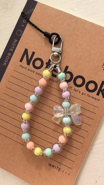Colorful Macaron Beaded Phone Lanyard Wrist Strap – Anti-Lost Short Handheld Mobile Phone Chain Pendant for Women