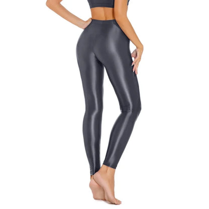 100D Satin Leggings – Plus Size Footless Shiny Shaping Pantyhose, Open & Closed Crotch Skinny Tights for Spring & Autumn