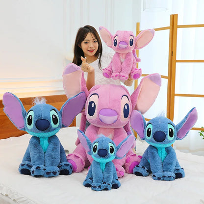 40/80cm Lilo & Stitch Plush Toy – Kawaii Disney Angel Doll for Girls, Cute Large Stuffed Toy Christmas & Birthday Gift
