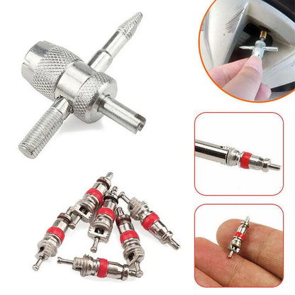 4-in-1 Tire Valve Core Wrench Set – Automotive Valve Stem Repair, Installation & Cleaning Tool