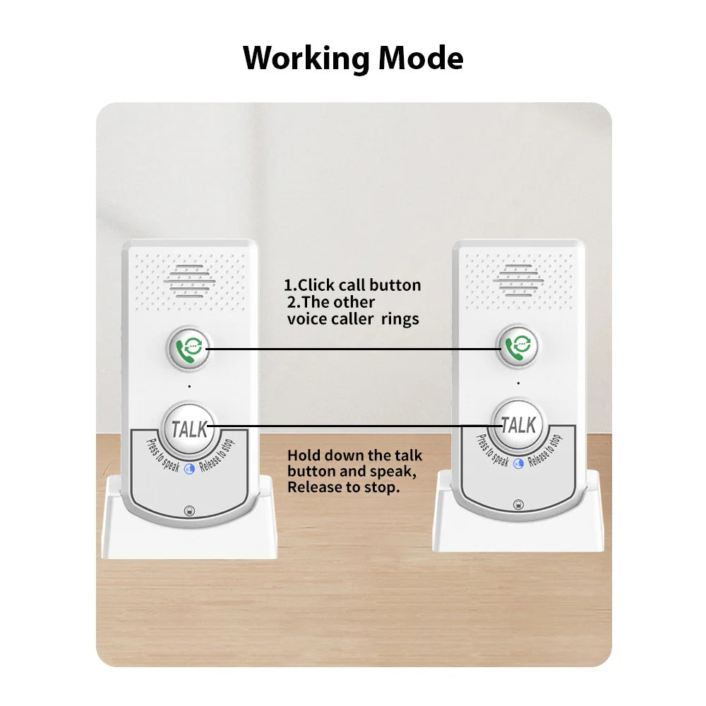 2-Pack H8-2T Wireless Intercoms — Long-Distance Portable Home Voice Intercom for Elderly Communication