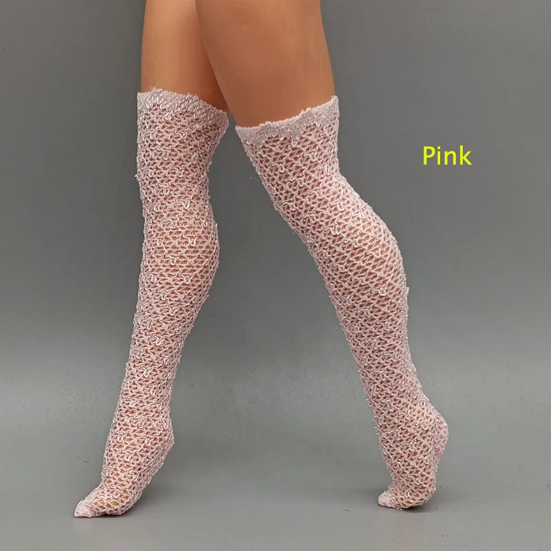 25CM Winter Doll Fishnet Stockings – Rainbow Striped Socks for Dolls, Girls’ Christmas Gift