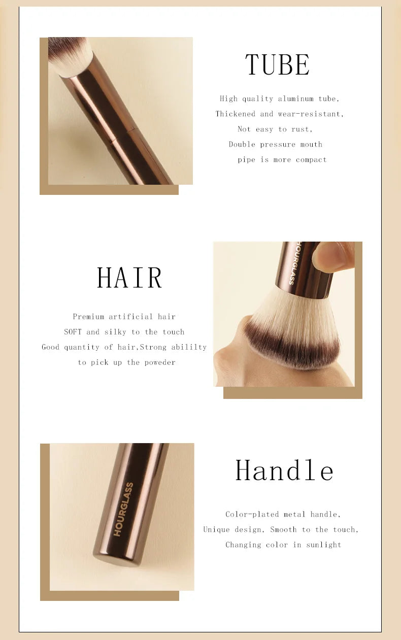 Hourglass Retractable Makeup Brush Set – Professional Eyeshadow, Foundation, Concealer, Powder, Bronzer, Blusher & Eyeliner Brushes