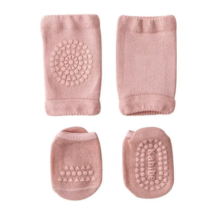 Baby Knee Pads Socks Set – Anti-Slip Crawling Safety Socks for Girls & Boys, Solid Color Leg Protector