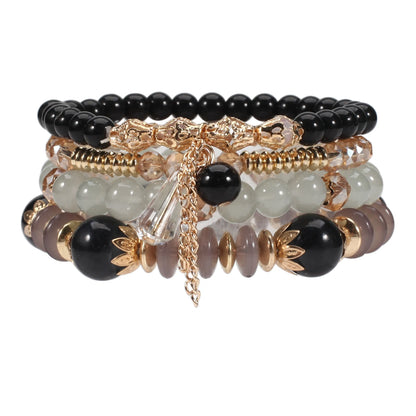 Bohemian Stackable Bead Bracelets - Multilayer Charm Stretch Bangles for Women
