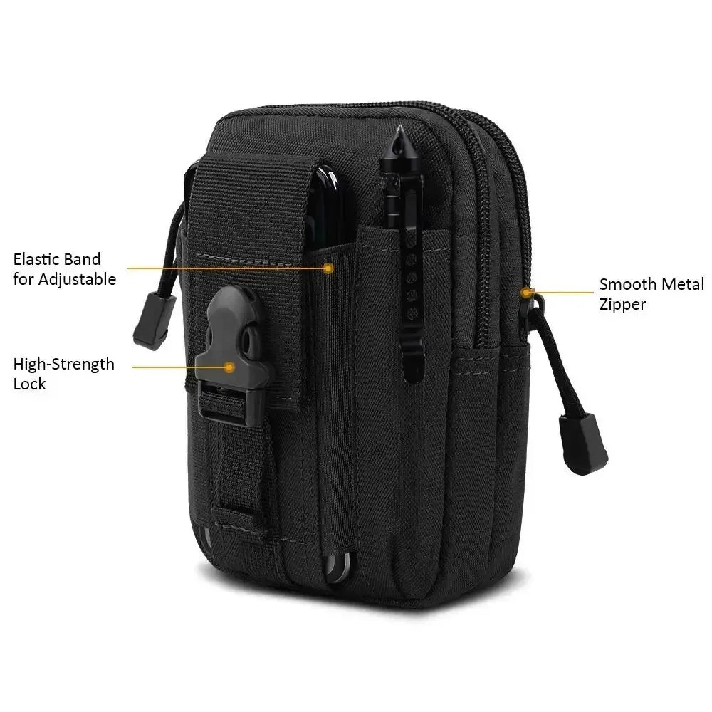 Unisex Tactical Cell Phone Holster – Universal Molle Hip Waist Belt Pouch, Wallet Case with Zipper for Phones