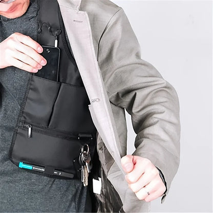 Anti-Pry Leather Underarm Organizer Bag – Men's Hidden Chest & Shoulder Wallet Tablet Card Holder