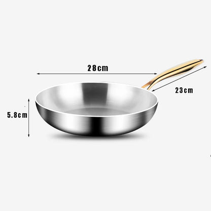 316 Stainless Steel Frying Pan – Uncoated Non-Stick Cooking Pot for Gas & Induction Stoves