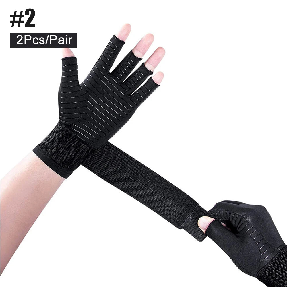 Copper Arthritis Compression Gloves – Fingerless Hand Support for Pain Relief, Swelling & Carpal Tunnel