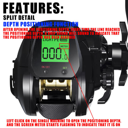 SAMOLLA Electronic Baitcasting Fishing Reel - Big LED Screen, High Speed 7.2:1, 10kg Saltwater Waterproof Cast Drum Wheel for Precision Casting