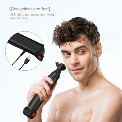 Long Handle Waterproof Men’s Back Shaver — USB Rechargeable Folding Body Hair Trimmer