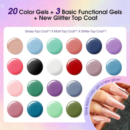 ROSALIND 24PCS Gel Nail Polish Set with Base & Top Coat – Long-Lasting Soak Off Nail Gel Kit