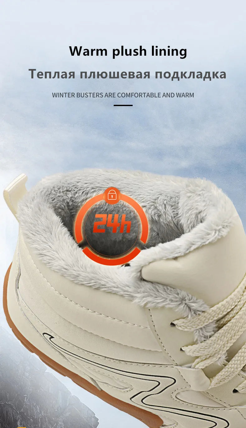 Men's Winter Snow Boots – Warm Fur Lined, Non-Slip Barefoot Outdoor Ankle Sneakers, Lightweight Hiking Shoes, Plus Size