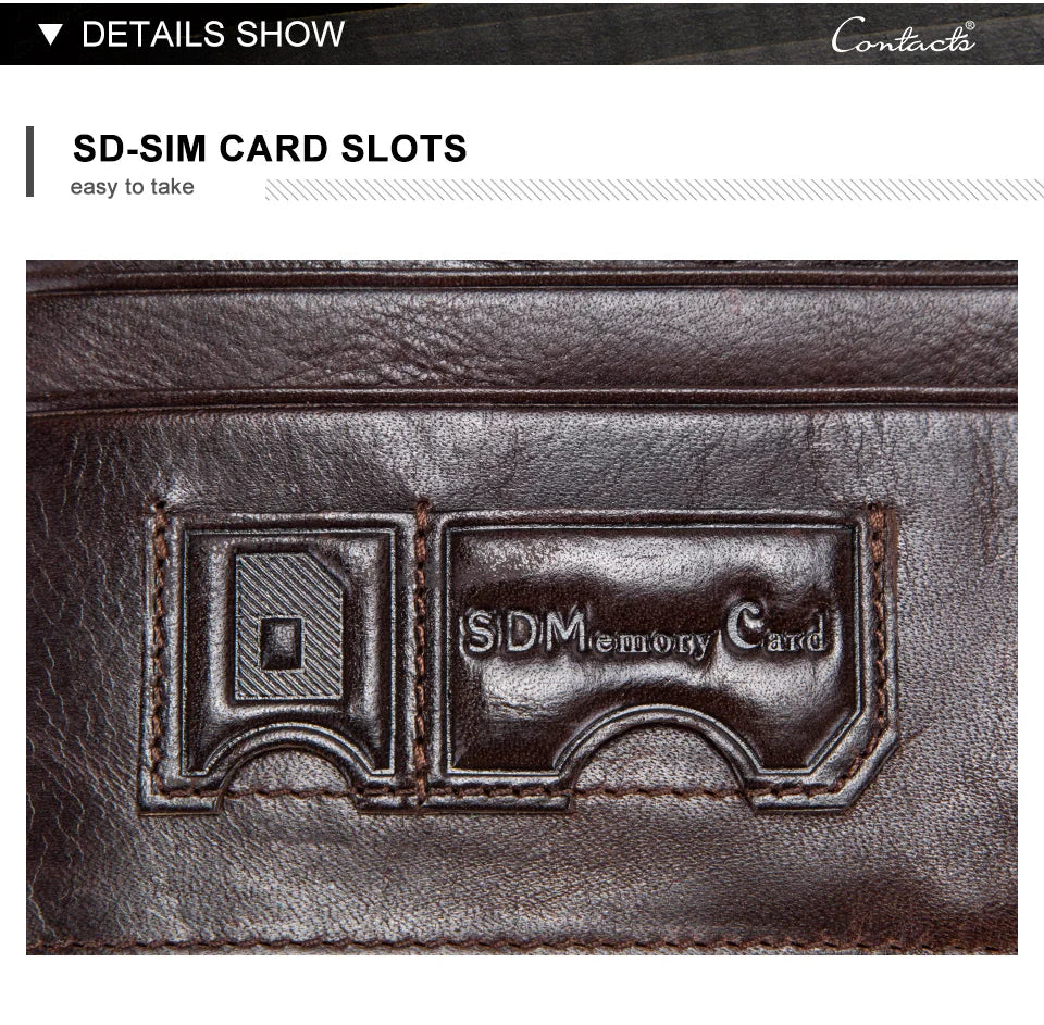 CONTACT'S Men’s Genuine Leather Clutch Wallet – Long Vintage Wallet with Card Holder, Zipper Coin Purse & Money Bag