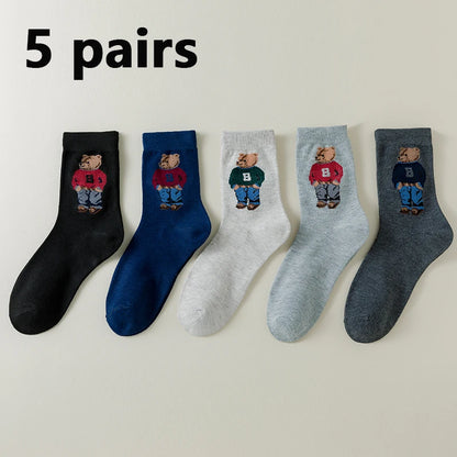 5/10 Pairs Striped Harajuku Retro Socks - Casual, Breathable Cotton Socks for Men & Women