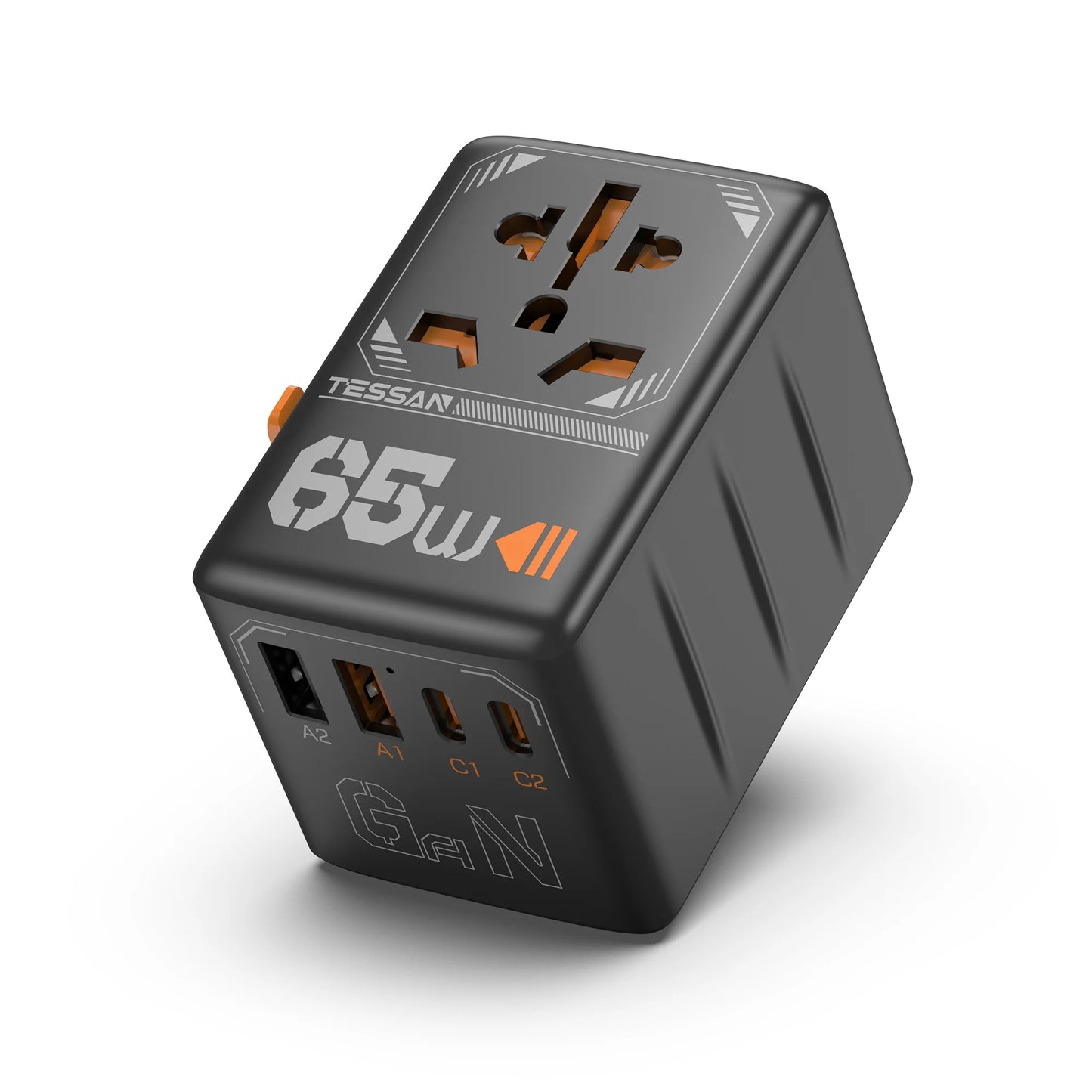 TESSAN 65W GaN International Travel Adapter – USB Type-C Universal Power Adapter with EU/UK/USA/AUS Plugs