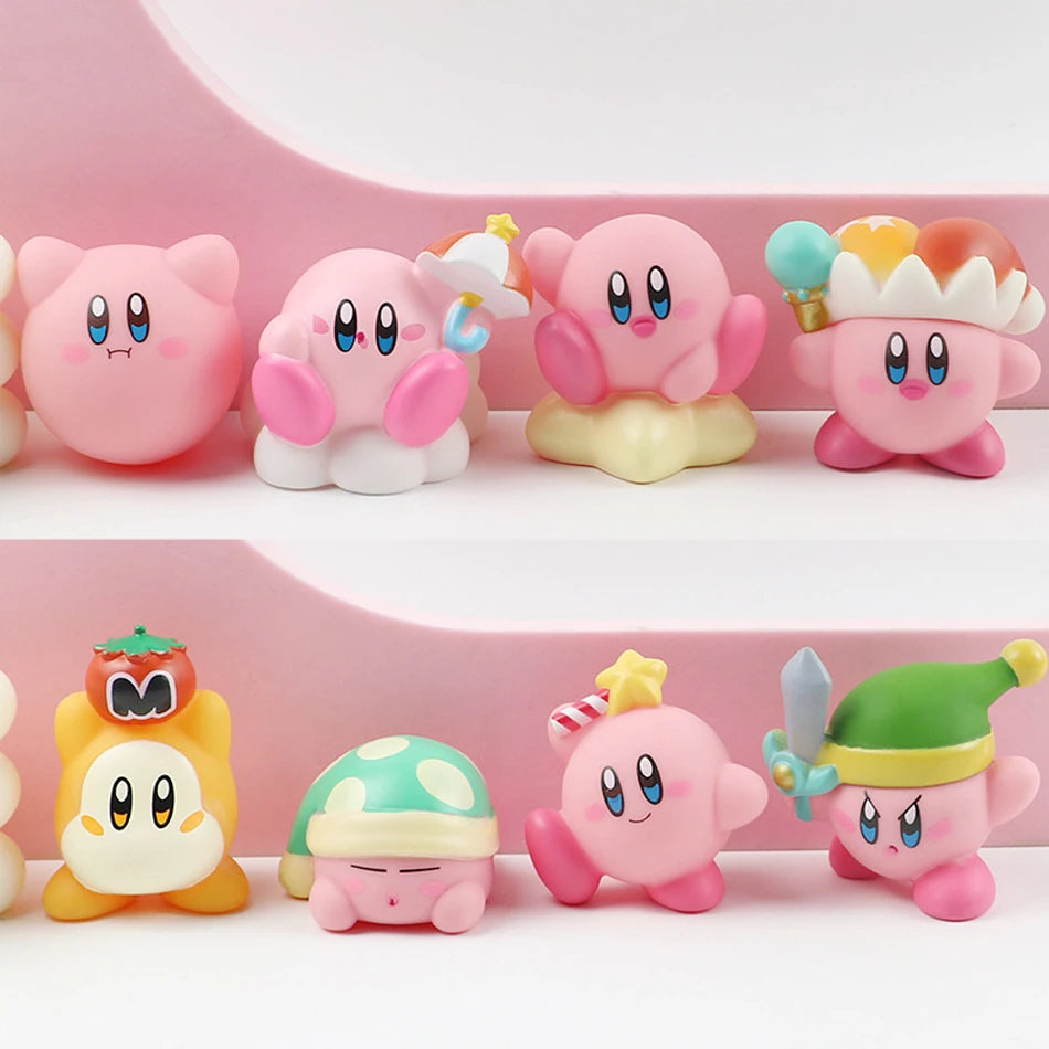 8pcs Kirby Action Figure Set – Pink Kawaii Anime PVC Toys for Kids’ Christmas Gifts