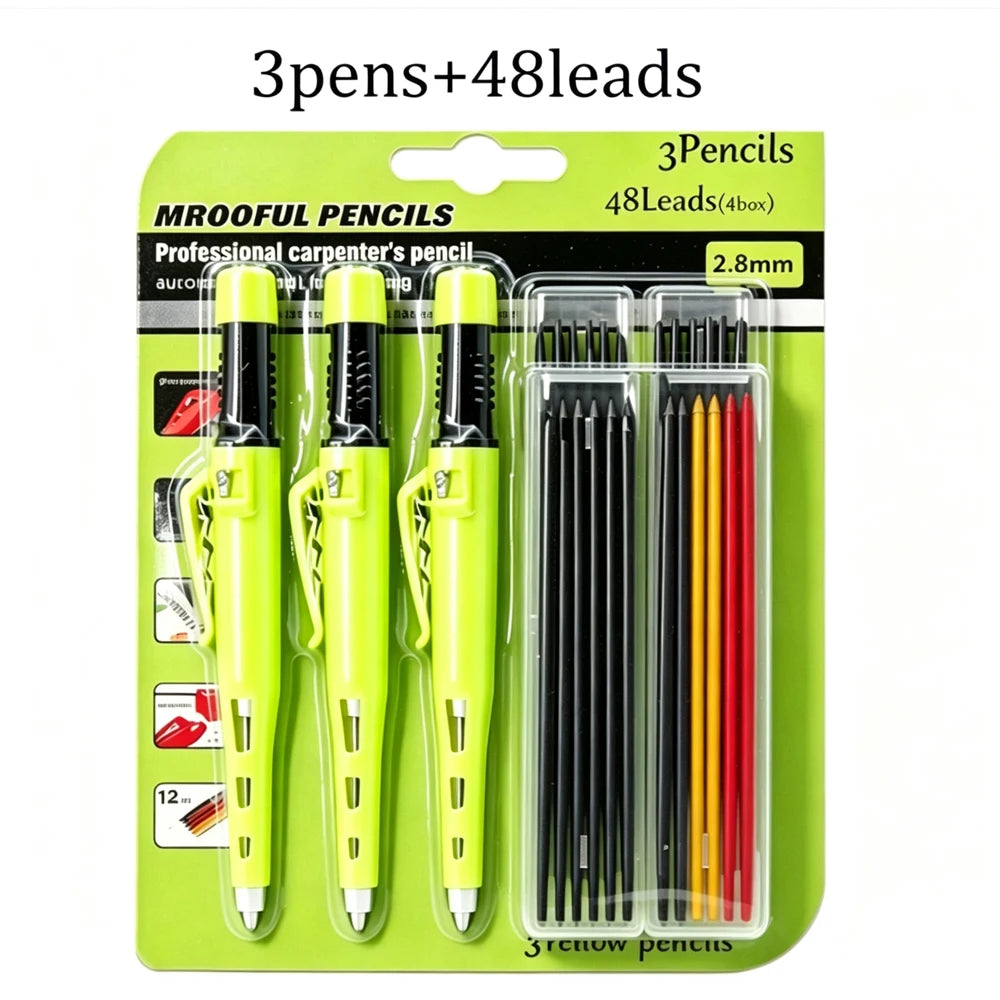 2.8mm Professional Carpenter Pencil Set - Deep-Hole Woodworking & Architectural Marking Tool