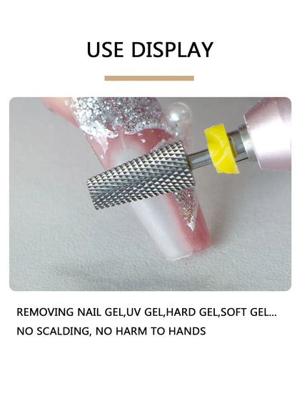 5-in-1 Nail Drill Bits - Tungsten Steel Cross Teeth Manicure File, Acrylic & Hard Gel Nail Polish Remover Drill Bit