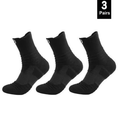 1/3 Pairs Men’s Compression Socks – Breathable Sports, Basketball, Cycling, and Running High Elastic Towel Tube Socks