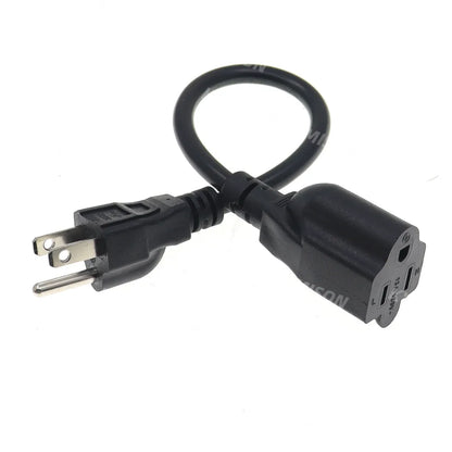 USA 3-Prong Extension Power Cord – NEMA 5-15P to 5-15R Plug Socket, 0.3m/0.5m/1m/2m Length Options