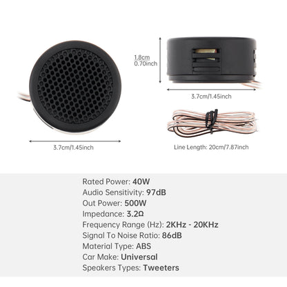 4PCS 500W Mini Dome Tweeter Speakers - High Frequency Car Audio System