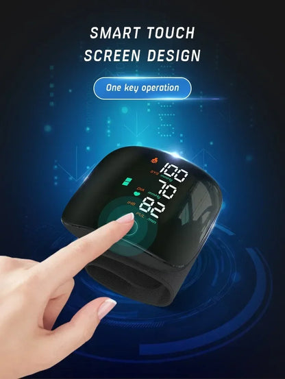 LED Rechargeable Wrist Blood Pressure Monitor – English, Russian, Portuguese, Spanish Voice Broadcast Tonometer