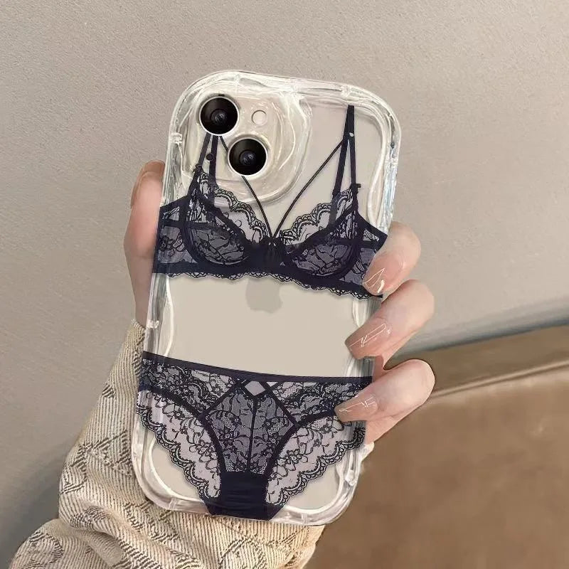 Lace Pattern iPhone Case - Transparent Protective Cover for iPhone 11–16 Series