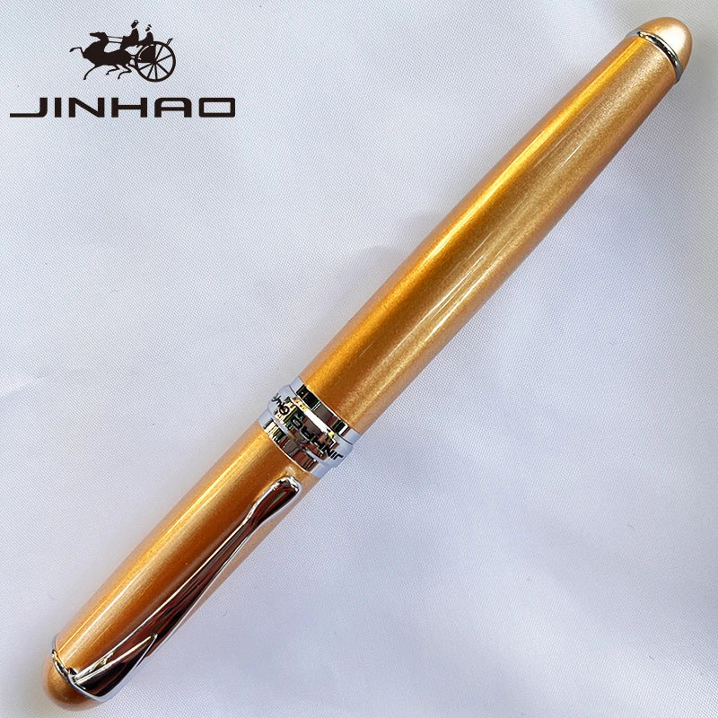 Jinhao X750 Fountain Pen Set - Medium Nib with Ink Converter, Silver Trim Calligraphy Writing Pen & Gift Set