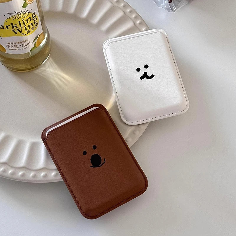 Cute Dog Cartoon Magnetic Phone Card Holder – Back Case Wallet for iPhone 15/14 with MagSafe Slot for ID & Bank Cards