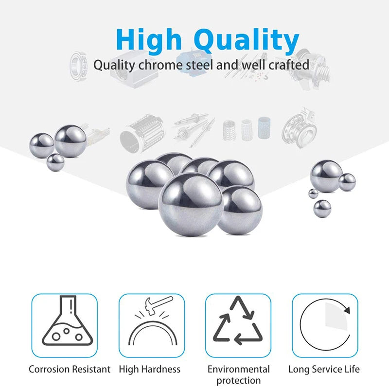 200-1000Pcs Precision Chrome Steel Bearing Balls - Assorted SAE Sizes 1/4" to 3/32" for Bicycle Repair & Mechanical Parts