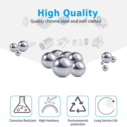 200-1000Pcs Precision Chrome Steel Bearing Balls - Assorted SAE Sizes 1/4" to 3/32" for Bicycle Repair & Mechanical Parts