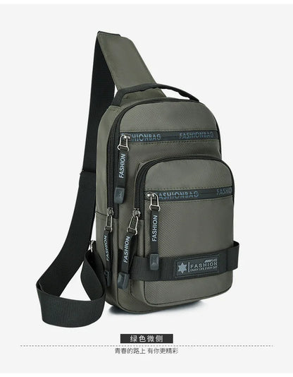 Men’s Chest Bag – Large Capacity Lightweight Nylon Crossbody Shoulder Backpack for Travel, Korean Style