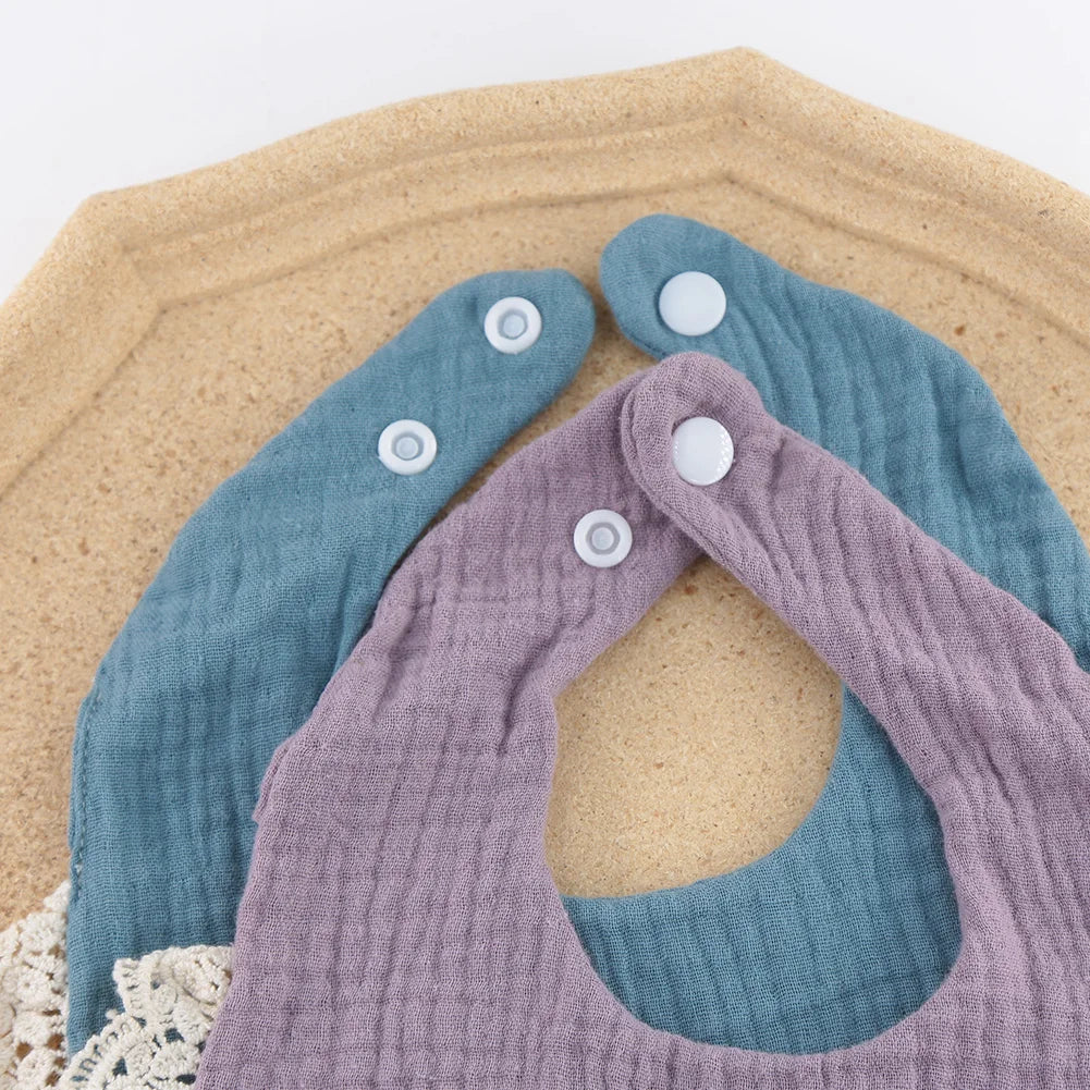 3PCS Baby Bib Set – Solid Muslin Cotton & Bamboo Feeding Drool Burp Cloth with Tassel Lace, Adjustable Infant Scarf for Boys & Girls