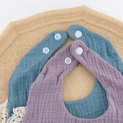 3PCS Baby Bib Set – Solid Muslin Cotton & Bamboo Feeding Drool Burp Cloth with Tassel Lace, Adjustable Infant Scarf for Boys & Girls