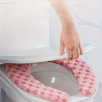 Thick Warm Toilet Seat Cushion Cover – Adhesive, Washable & Reusable Bathroom Mat for Winter Comfort