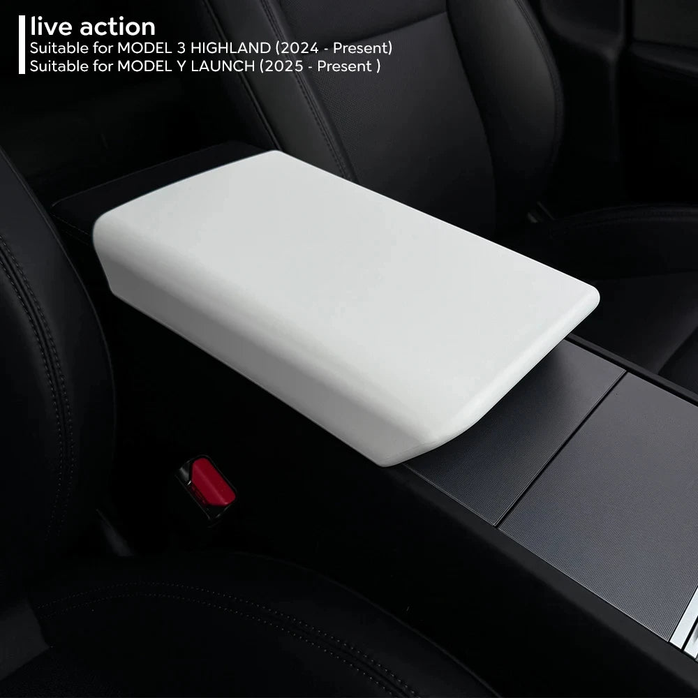 TPE Soft Center Console Armrest Cover for Tesla Model Y (2025 Juniper) & Model 3 Highland (2024) Interior Accessories