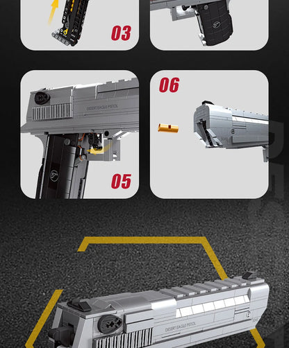 795pcs Desert Eagle Handgun Building Block Set – Military MOC Pistol Toy for Kids & Adults
