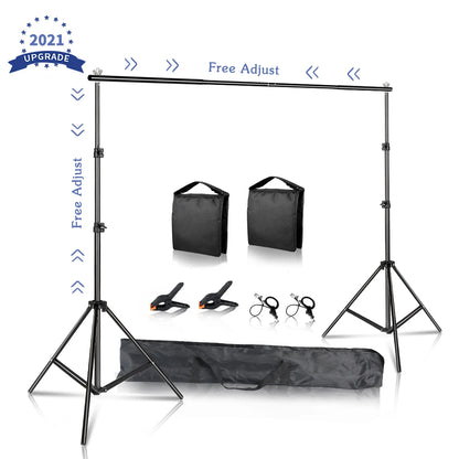 Photography Backdrop Stand Kit - Adjustable Photo Studio Background Support System with Carry Bag for Green Screen & Backdrops