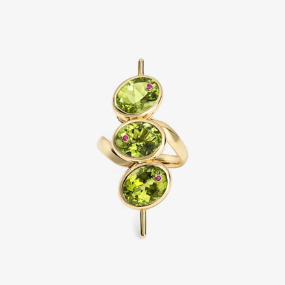 Green Zirconia Geometric Bead Ring - Elegant Women’s Daily Wear Party Jewelry Gift Accessory
