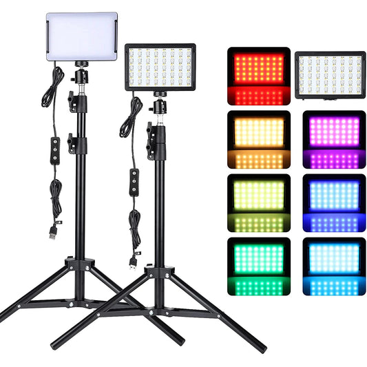 LED Video Light Photography Kit with Tripod Stand - 4 Color RGB Filters for Filming, Streaming & Studio Shooting