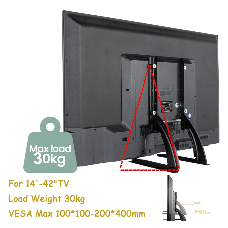 BEISHI Universal TV Stand for 14-42 Inch LCD/LED/OLED Flat & Curved Screens – Tabletop Pedestal Mount Bracket