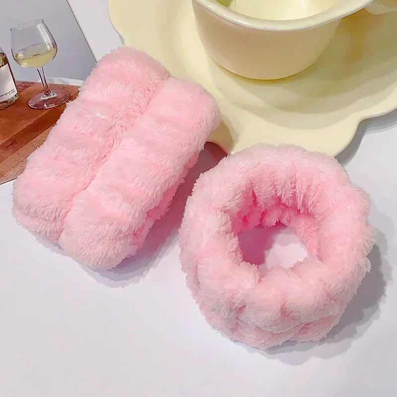 Microfiber Wrist Washband – Absorbent Wrist Sweatband Scrunchies for Women, Face Wash Towel Band, Headband Accessory