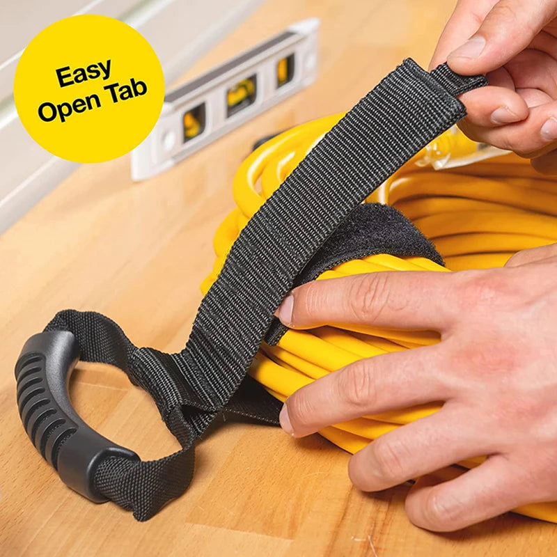 Heavy-Duty Storage Strap with Hook and Loop - Cord Carrying Strap, Hanger, and Organizer with Handle for Pool Hoses, Garden Hoses, Cables